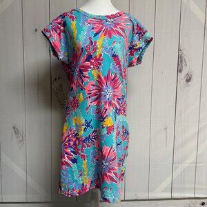 Lilly Pulitzer Anastasia Dress Medium‎ Trippin and Sippin Button-Back EUC